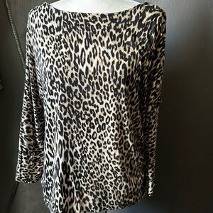 Leopard print cold shoulder top XL 3/4 sleeve w/ grommets sexy Cable & Gauge top